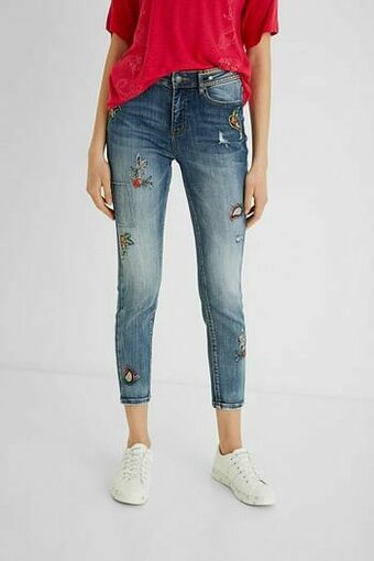 Desigual Enkellange skinny jeans - BLUE - 26 aanbieding