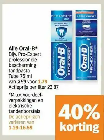 Albert Heijn Pro-expert professionele bescherming tandpasta tube aanbieding