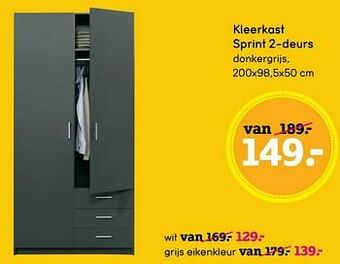 Leen Bakker Kleerkast sprint 2-deurs aanbieding