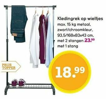 Kledingrek op wieltjes