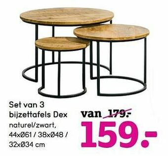 Leen Bakker Set van 3 bijzettafels dex aanbieding