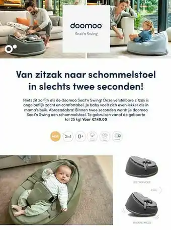 Baby & Tiener Doomoo seat`n swing aanbieding