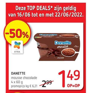Spar Danette Mousse Chocolade aanbieding