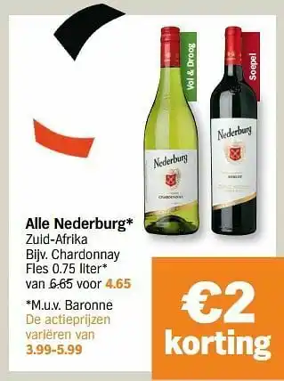 Albert Heijn All nederburg zuid-afrika chardonnay aanbieding