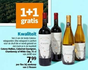 Albert Heijn Catena malbec cabernet sauvignon chardonnay of white clay aanbieding