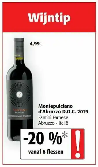 Montepulciano d`abruzzo d.o.c. 2019 fantini farnese abruzzo - italië
