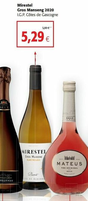 Colruyt Mirestel gros manseng 2020 i.g.p. côtes de gascogne aanbieding