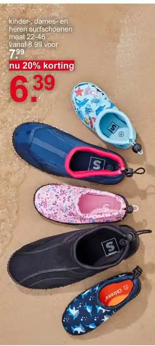 Scapino Kinder-, dames- en heren surfschoenen maat 22-46 aanbieding