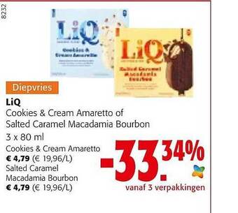 Colruyt Liq Cookies & Cream Amaretto Of Salted Caramel Macadamia Bourbon aanbieding