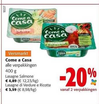 Colruyt Come A Casa Lasagne Salmone, Lasagne Di Verdure E Ricotta aanbieding