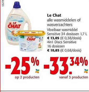 Colruyt Le Chat Wasmiddelen Of Wasverzachters aanbieding