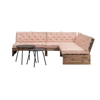 Leen Bakker Palletbank Lucca met kussens Jula - terrakleur - 3-delig - Leen Bakker aanbieding
