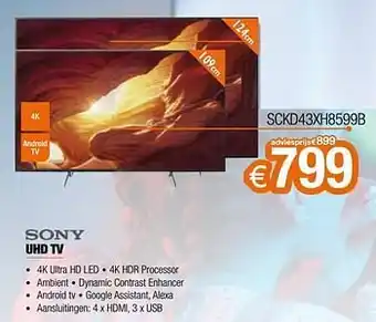 Expert Sony uhd tv sckd43xh8599b aanbieding