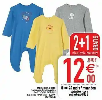 Cora Dors-bien coton katoenen kruippakjes baby collection aanbieding