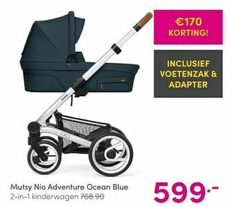 Baby & Tiener Mutsy nio adventure ocean blue 2-in-1 kinderwagen aanbieding