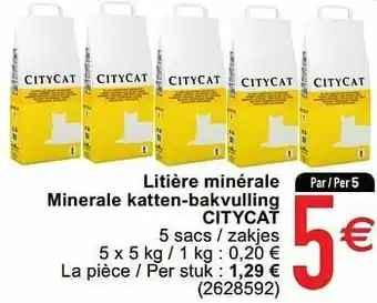 Cora Litière minérale minerale katten-bakvulling citycat aanbieding