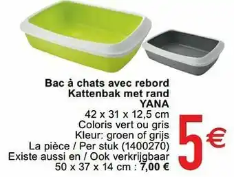 Bac à chats avec rebord kattenbak met rand yana