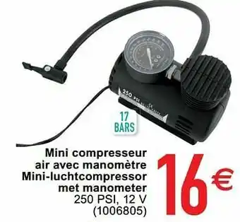 Cora Mini compresseur air avec manomètre mini-luchtcompressor met manometer aanbieding