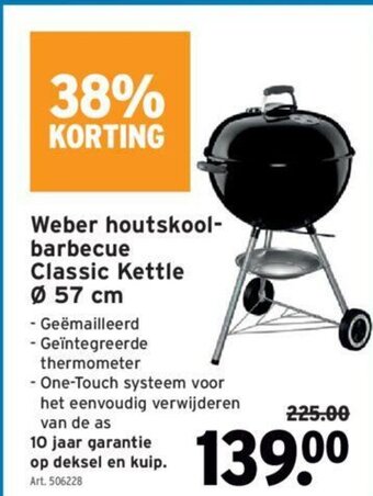 GAMMA Weber Houtskoolbarbecue Classic Kettle 57cm aanbieding