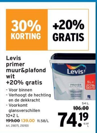 GAMMA Levis Primer Muur&Plafond Wit +20% Gratis aanbieding