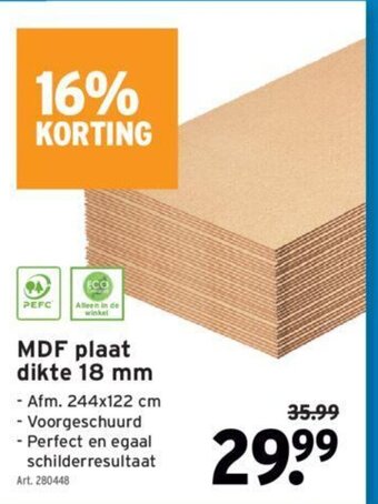 GAMMA MDF plaat Dikte 18mm aanbieding