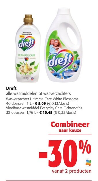 Colruyt Dreft alle wasmiddelen of wasverzachters aanbieding