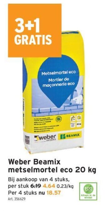 GAMMA Weber Beamix Metselmortel Eco 20 kg aanbieding