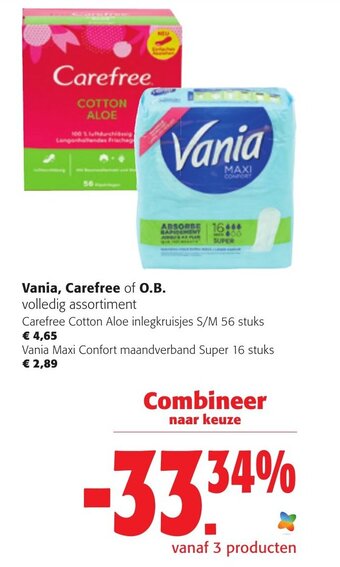 Colruyt Vania, Carefree of O.B. aanbieding