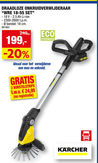 Hubo Karcher Draadloze Onkruidverwijderaar WRE 18-55 Set aanbieding