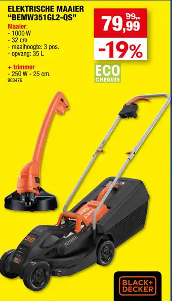 Hubo Black + Decker Elektrische Maaier BEMW351GL2-QS aanbieding