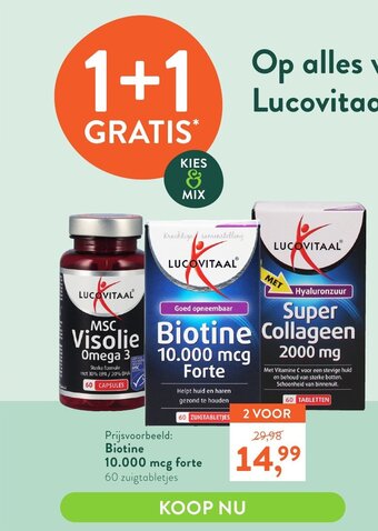 Holland & Barrett Lucovitaal Biotine 10.000 mcg forte aanbieding