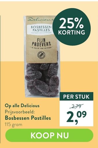 Holland & Barrett Delicious Bosbessen Pastilles 115 gram aanbieding