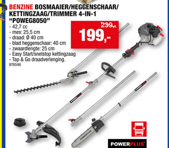 Hubo Powerplus Benzine Bosmaaier/Heggenschaar/Kettingzaag/Trimmer 4-in-1 POWEG8050 aanbieding