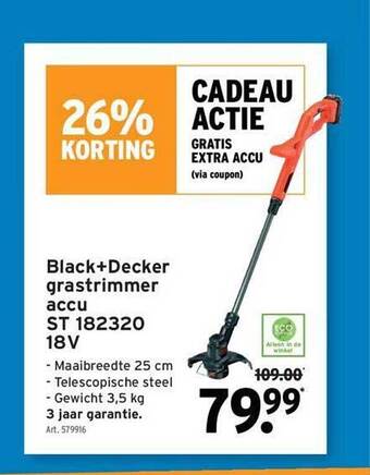 GAMMA Black+decker Grastrimmer Accu aanbieding