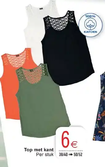Cora Top met kant per stuk, 38/40 - 50/52 aanbieding