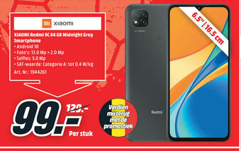 MediaMarkt Xiaomi Redmi 9C 64 GB Midnight Grey Smartphone aanbieding