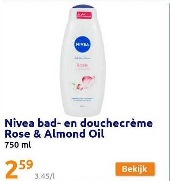 Action Nivea Bad- En Douchecrème Rose & Almond Oil aanbieding