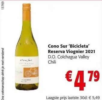 Colruyt Cono Sur 'bicicleta' Reserva Viognier 2021 aanbieding