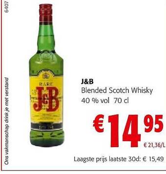 Colruyt J&b Blended Scotch Whisky 40% Vol aanbieding