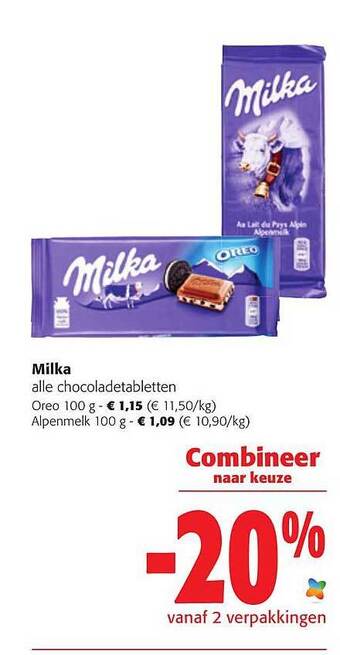Colruyt Milka Alle Chocoladetabletten aanbieding