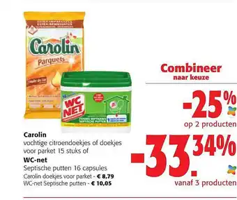 Colruyt Carolin Vochtige Citroendoekjes Of Doekjes Voor Parket 15 Stuks Of Wc-net aanbieding