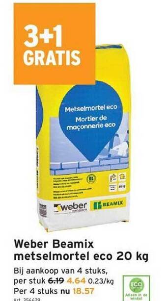 GAMMA Weber Beamix Metselmortel Eco 20 Kg aanbieding
