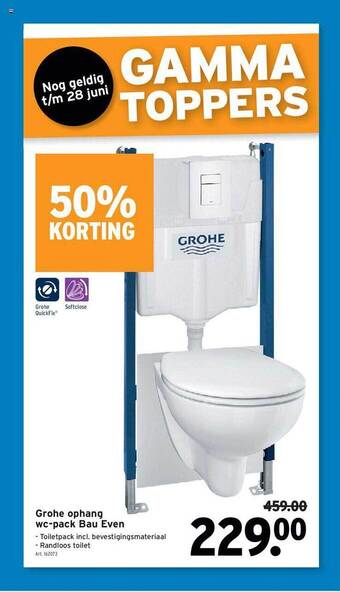 GAMMA Grohe Ophang Wc-pack Bau Even aanbieding