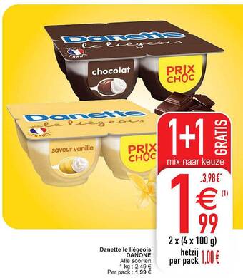 Cora Danette Le Liégeois Danone aanbieding