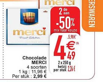 Cora Chocolade Merci aanbieding