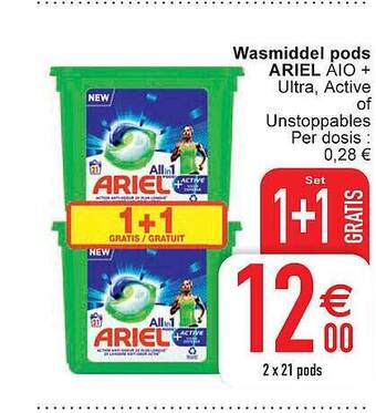 Cora Wasmiddel Pods Ariel aanbieding