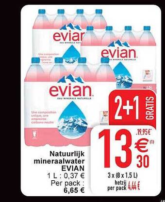 Cora Natuurlijk Mineraalwater Evian aanbieding