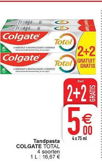 Cora Tandpasta Colgate Total aanbieding