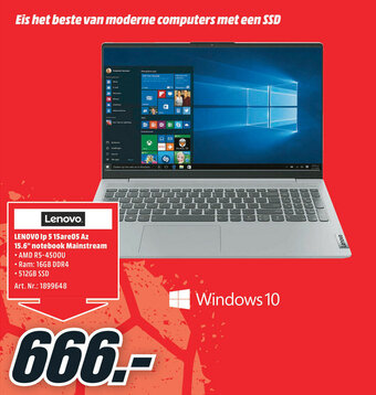 MediaMarkt Lenovo Ip 5 15are05 Az 15.6" notebook Mainstream aanbieding