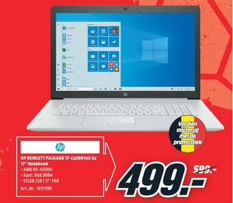 MediaMarkt HP Hewlett Packard 17-Ca3001nb Az 17" Notebook aanbieding